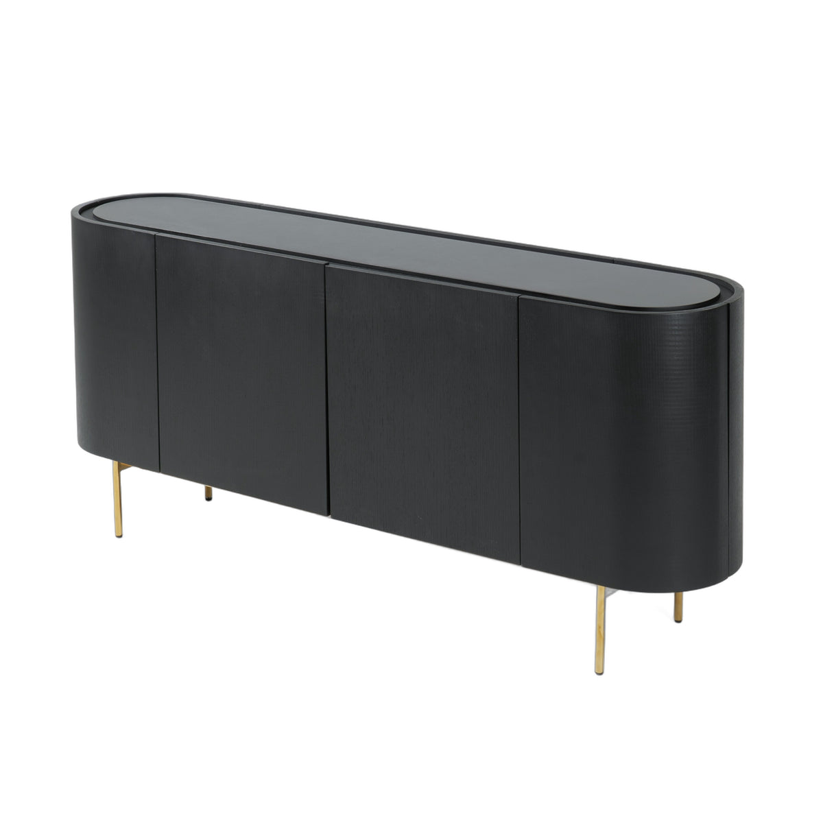 Bowie - Mid-Century Modern Black Oak + Brass Buffet