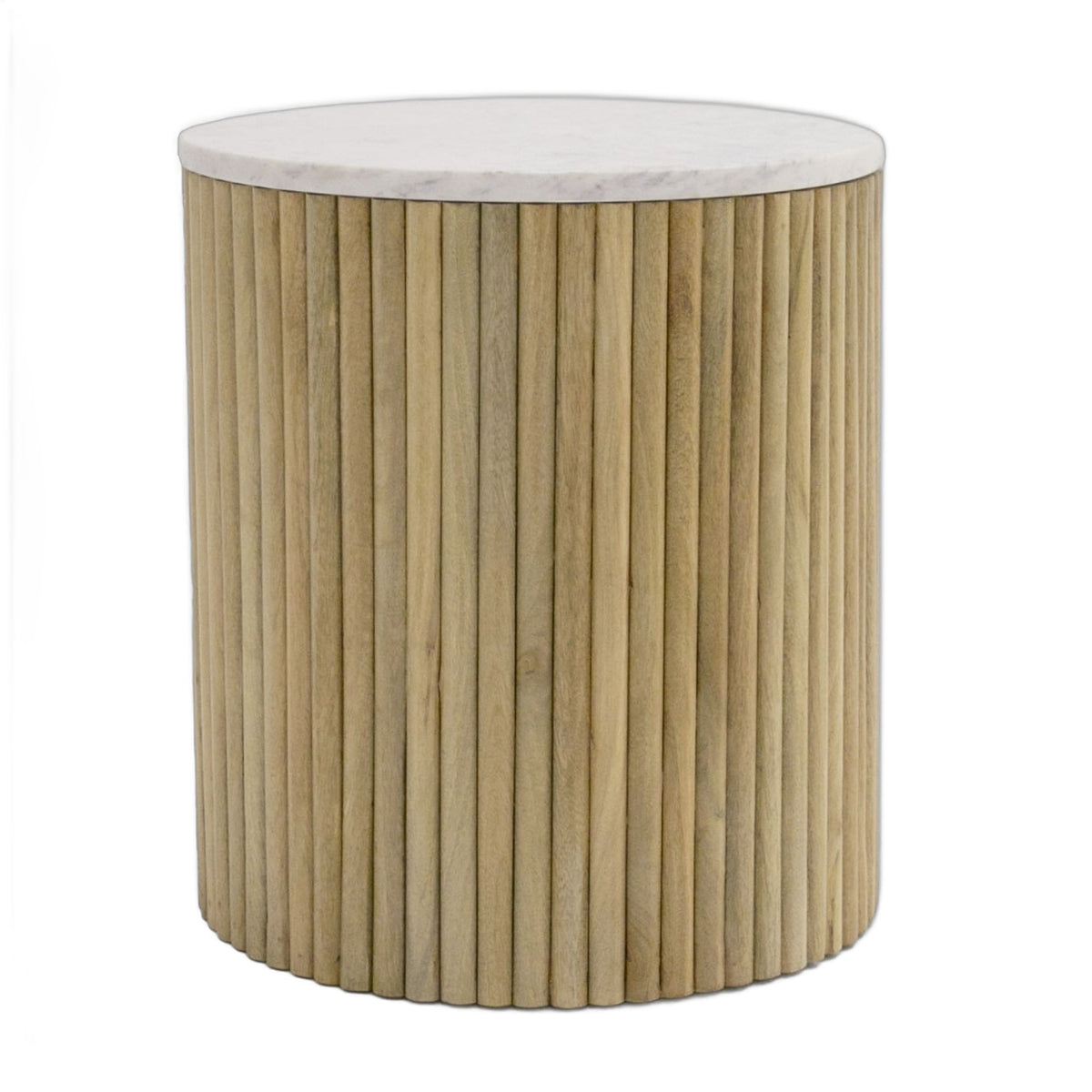 Cambridge White Marble & Mango Round End Table