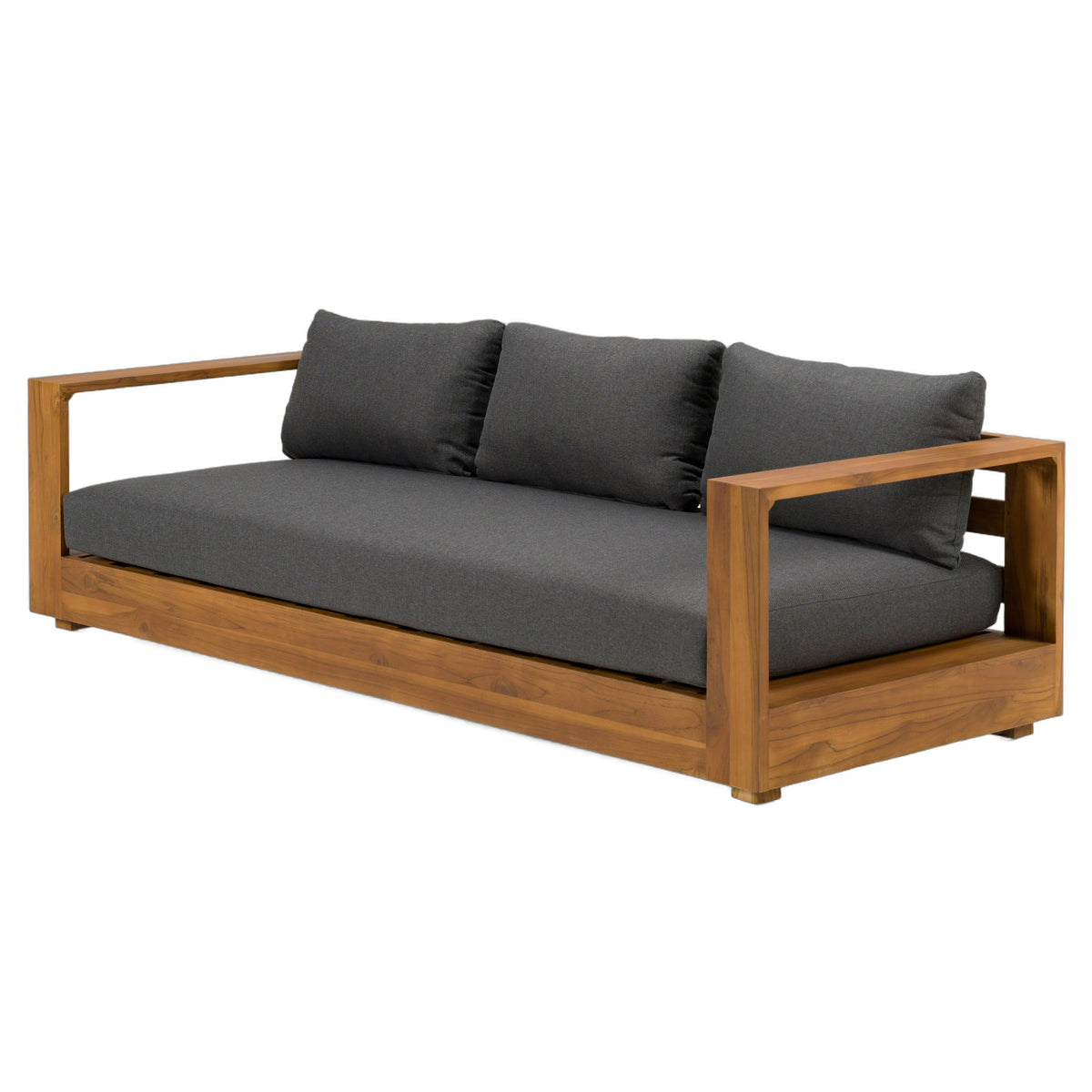 Santorini - Outdoor Olefin Fabric + Natural Teak Sofa