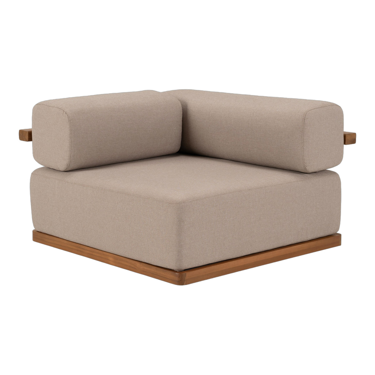 Saint Croix - Outdoor Light Brown Olefin Fabric + Teak Corner Seat