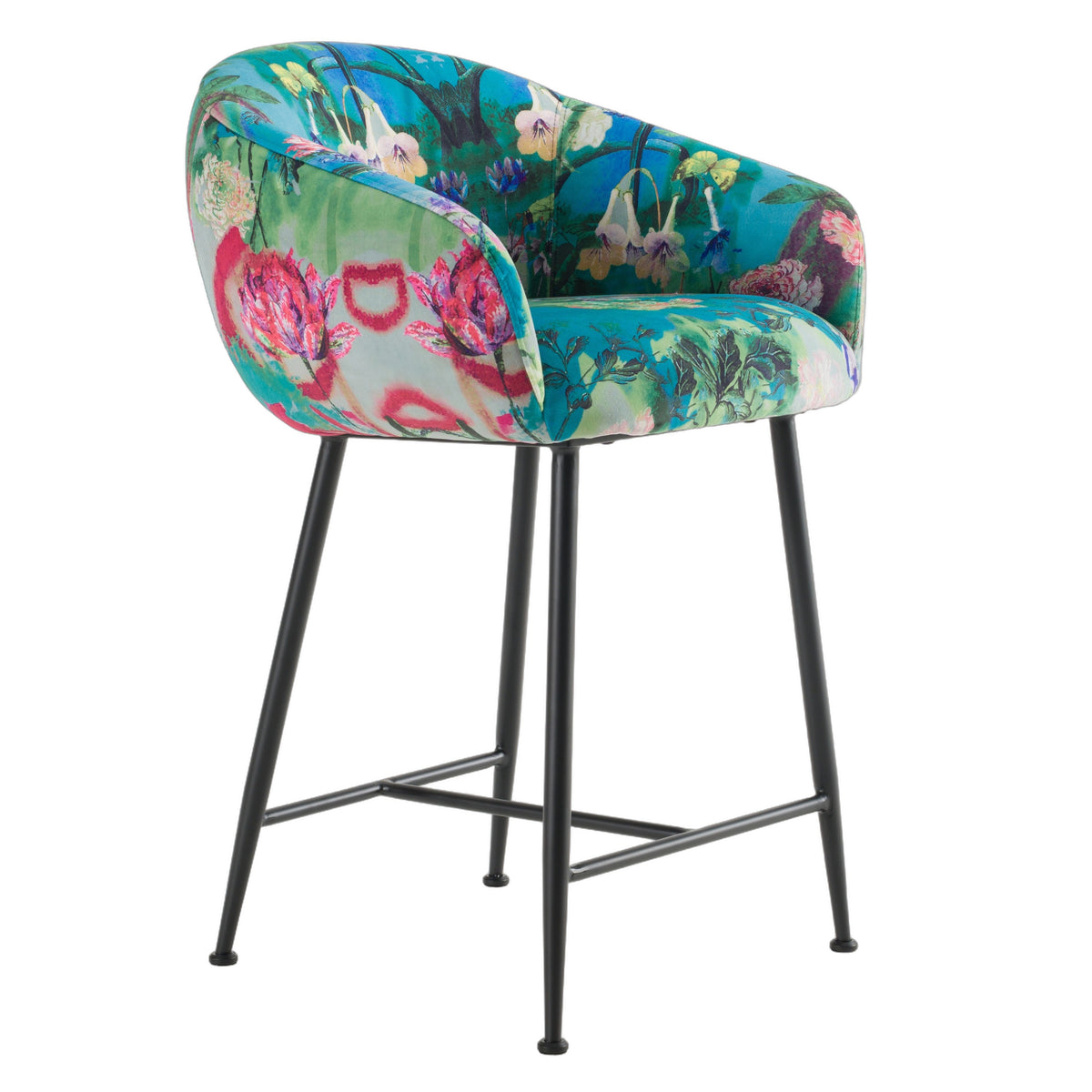 Roxann - Modern Counter Stool in Funky Velvet