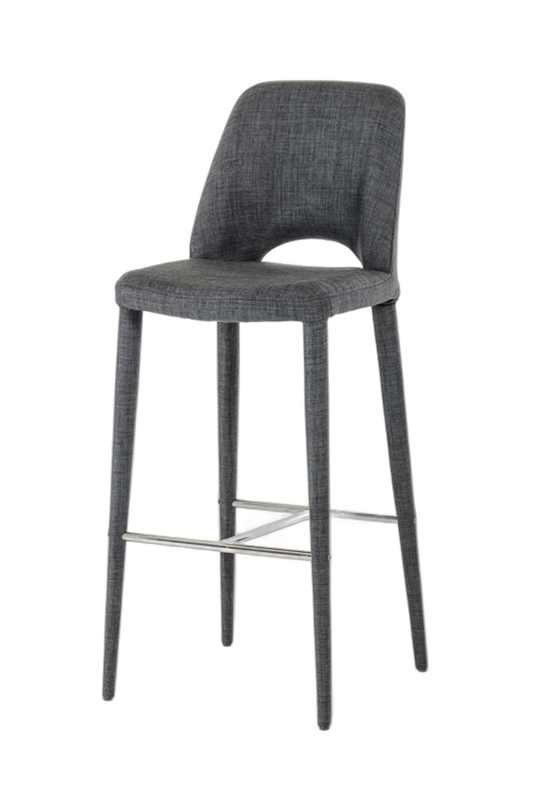 Williamette Mid-Century Dark Grey Fabric Bar Stool