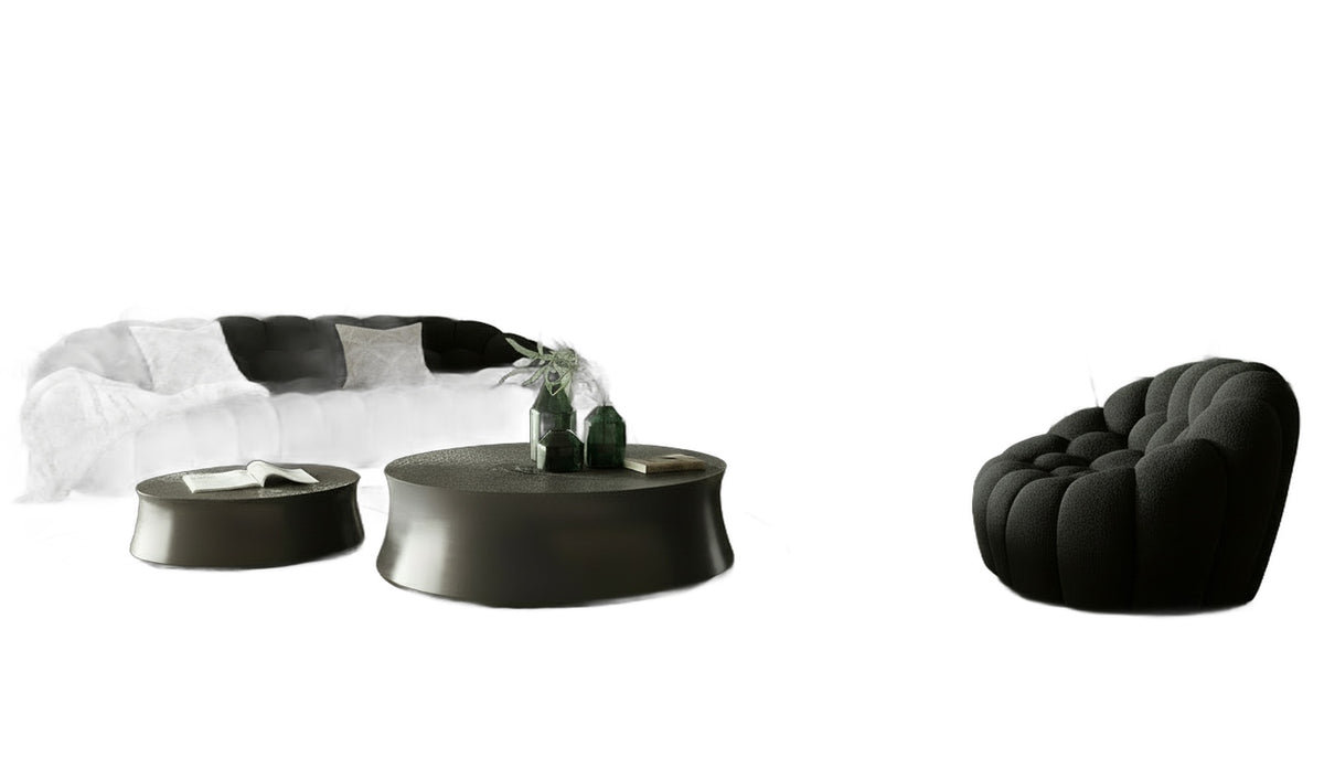 Yolonda - Modern Curved Black Fabric Loveseat
