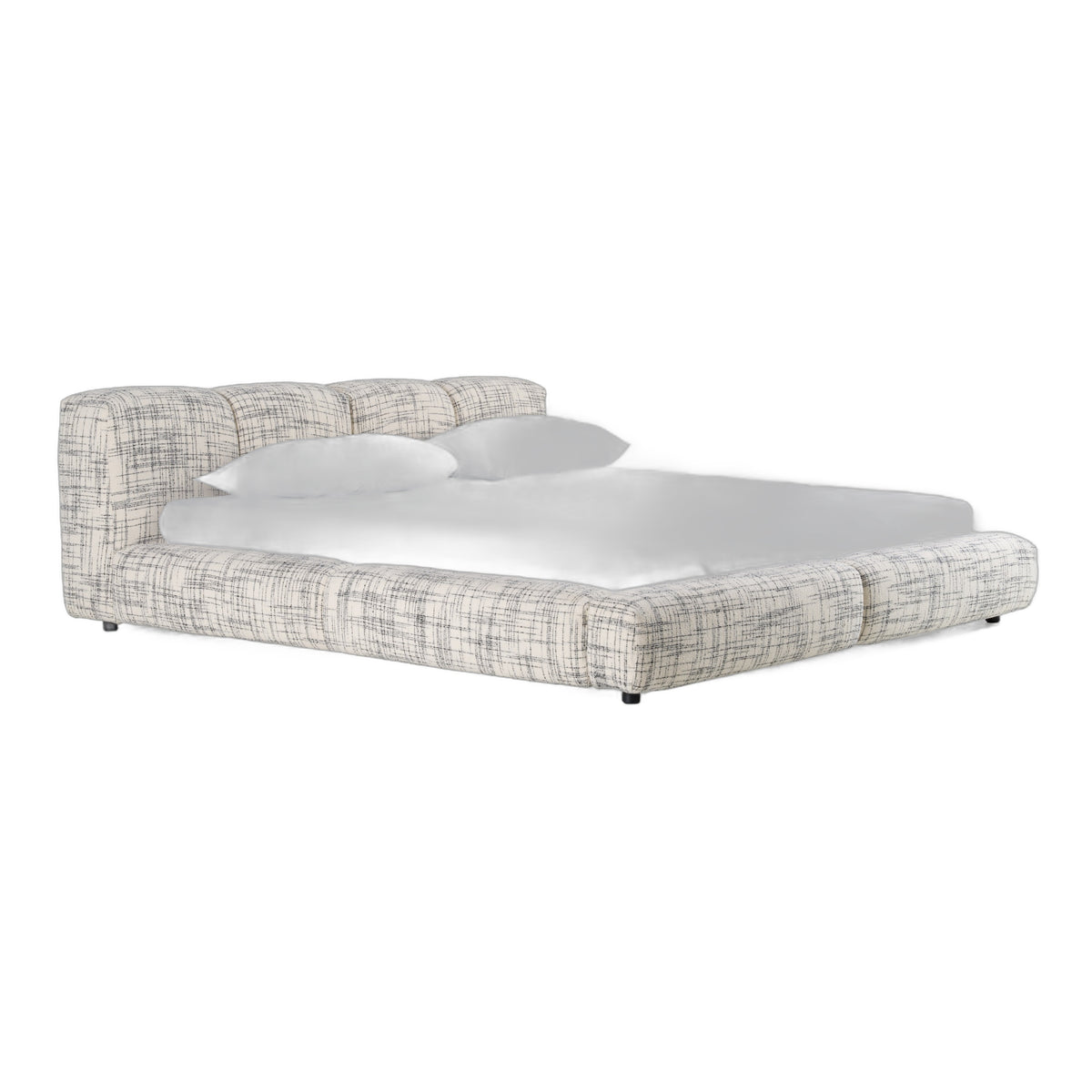 Eastern King Shiloh - Modern Off-White + Black Fabric Bed