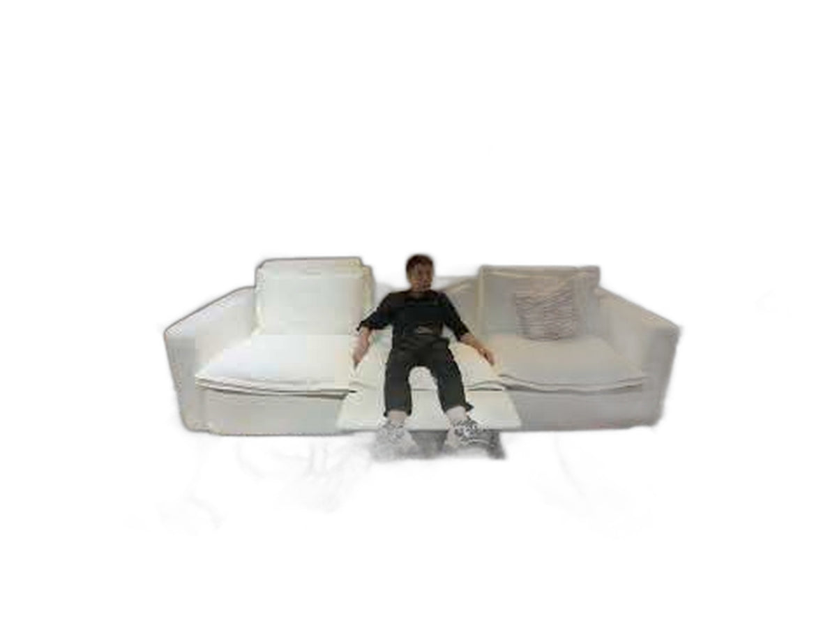 Almagre - Modern White Fabric Sofa w/ 3 Electric Recliners