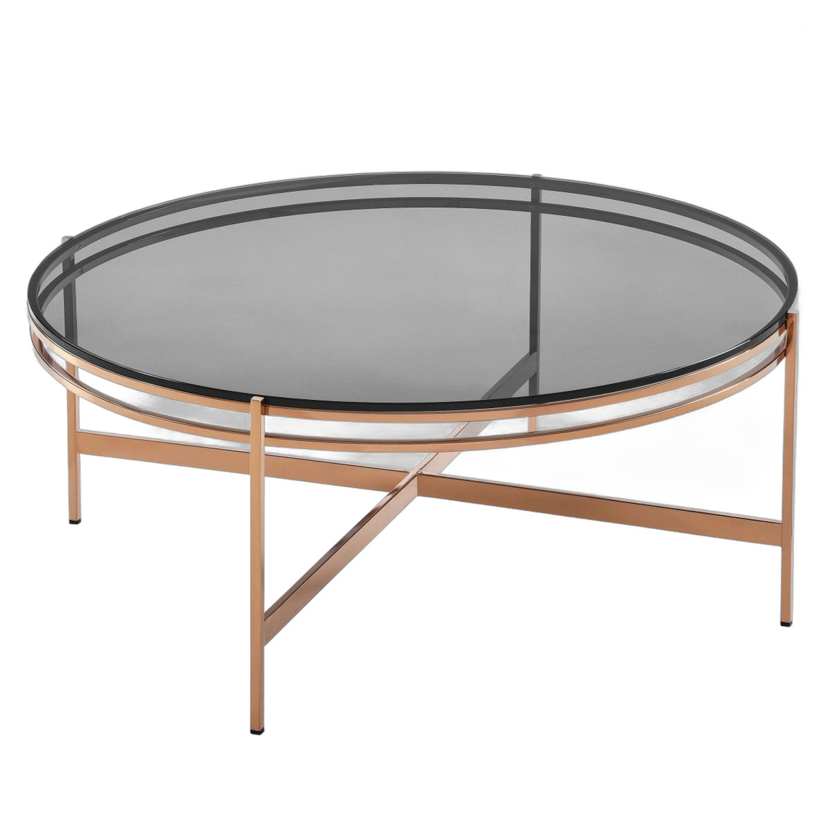 Bradford - Modern Smoked Glass & Rosegold Coffee Table