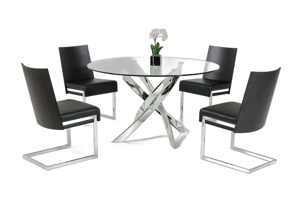 Pyrite Modern Round Glass Dining Table