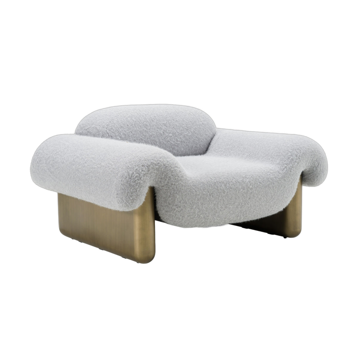 Imagine - Contemporary Grey Fabric + Antique Brass Accent Chair