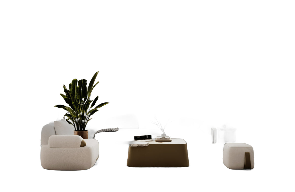 Yano - Modern White Marble + Antique Brass Coffee Table