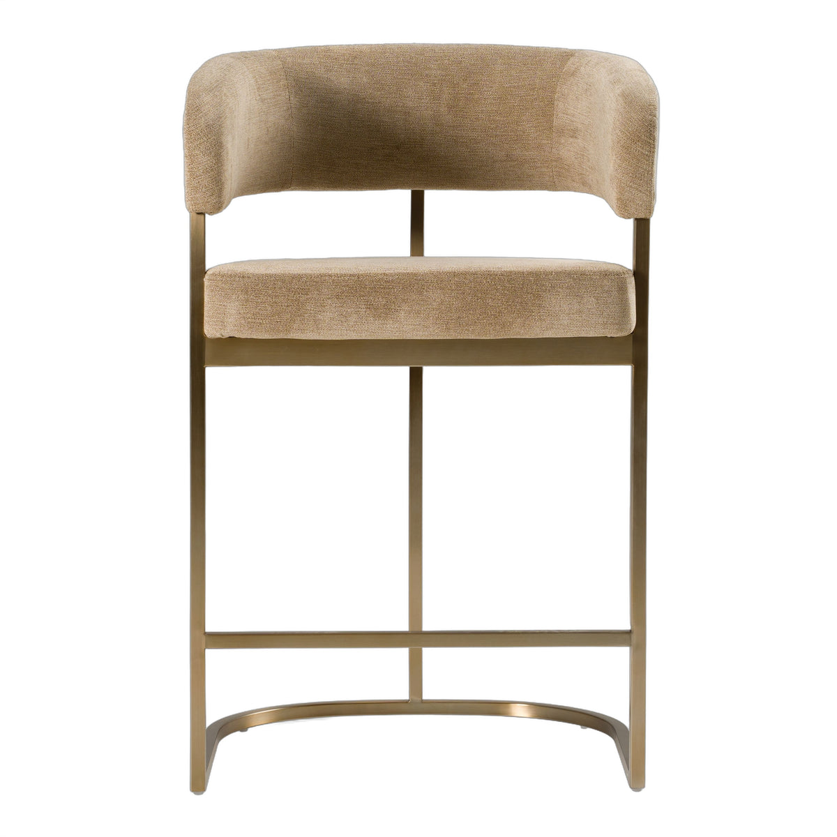 Sebastian - Modern Brown Fabric + Antique Brass Counter Chair