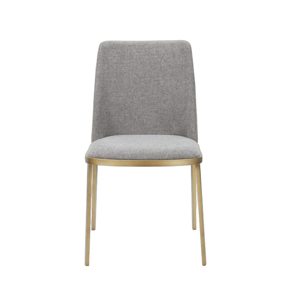 Brent- Contemporary Light Grey Fabric + Brass Dining Chair Set of 2