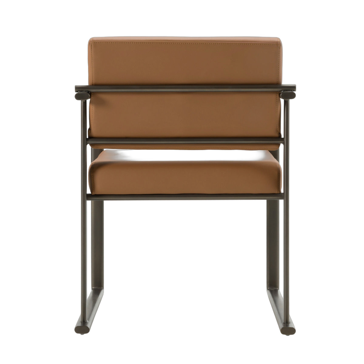Atlan - Modern Camel Vegan Leather + Dark Gold Dining Chair