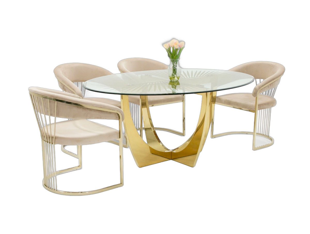 Chambers - Glass & Gold Dining Table