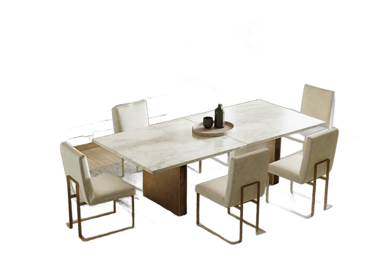 Auer - White Marble & Gold Dining Table