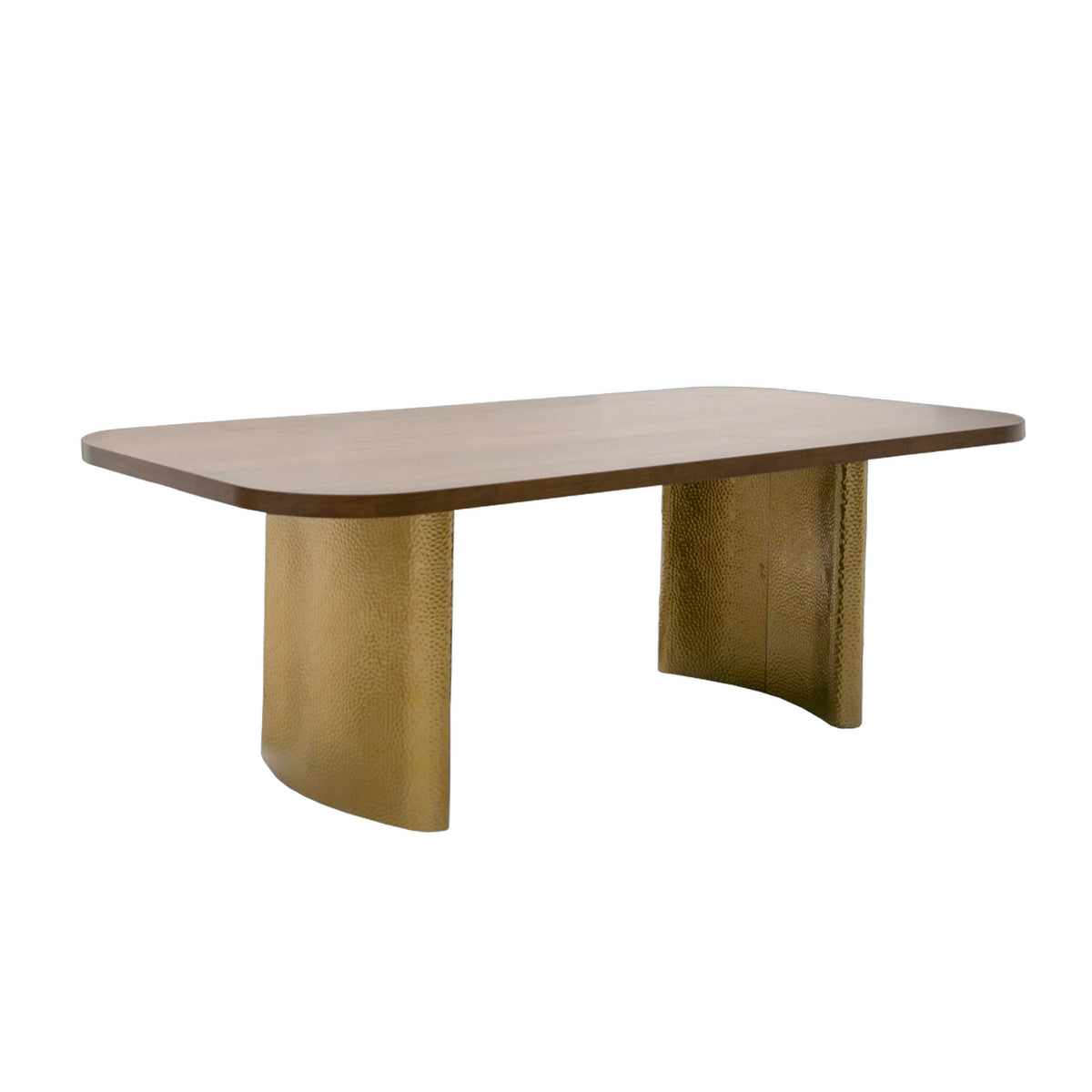 Marjorie - Modern Walnut + Brushed Gold Rectangular Dining Table