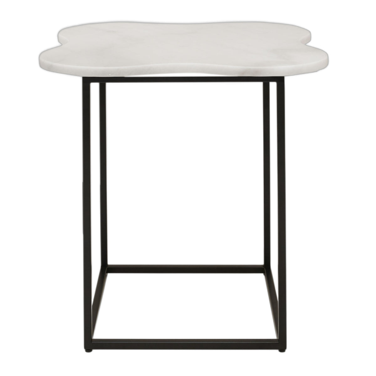 Aleidy - White Marble + Black Metal End Table