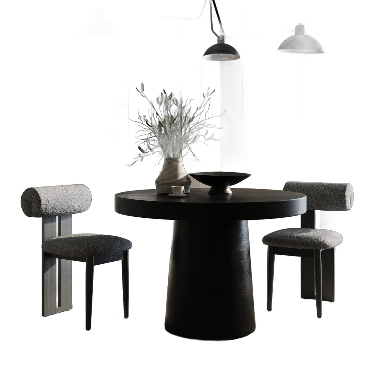 Desoto - Modern Black Concrete Round Dining Table