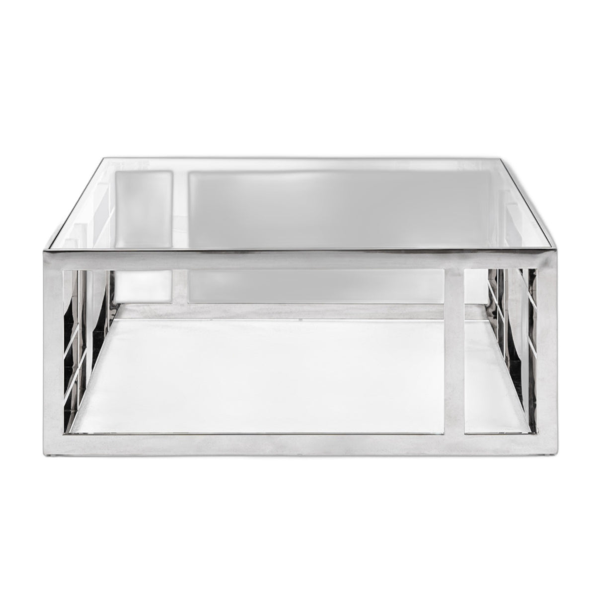 Stephen - Modern Glass & Stainless Steel Square Coffee Table