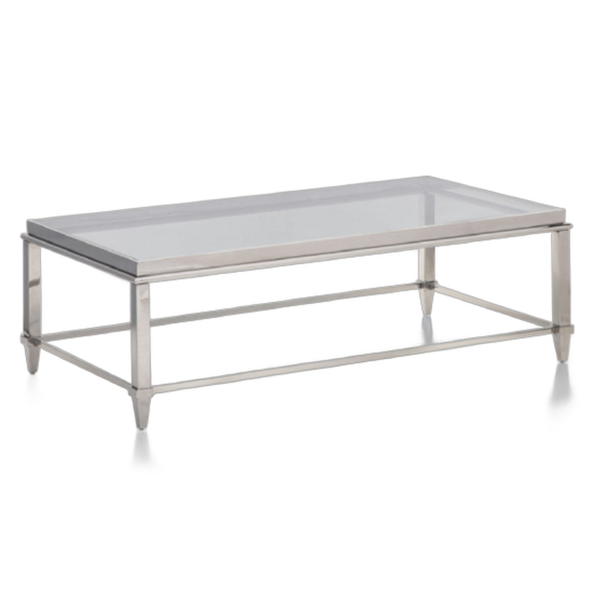 Agar Modern Glass & Stainless Steel Coffee Table