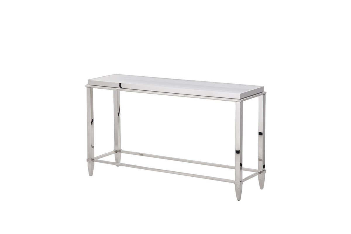 Agar Modern Glass & Stainless Steel Console Table