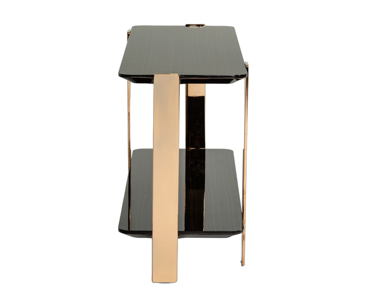 Leroy Modern Ebony & Rosegold Console Table
