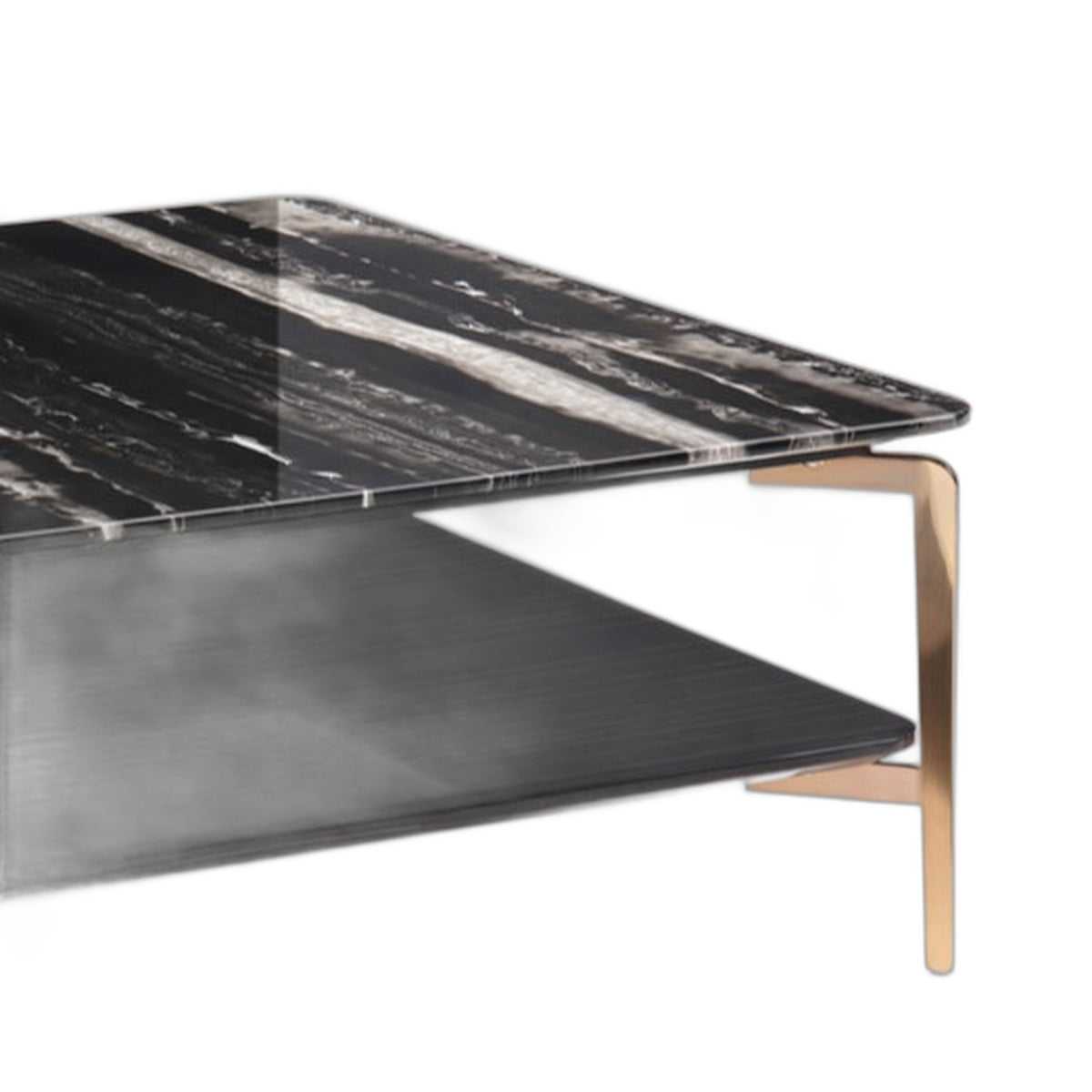 Dorian Modern Black Marble & Ebony Square Coffee Table