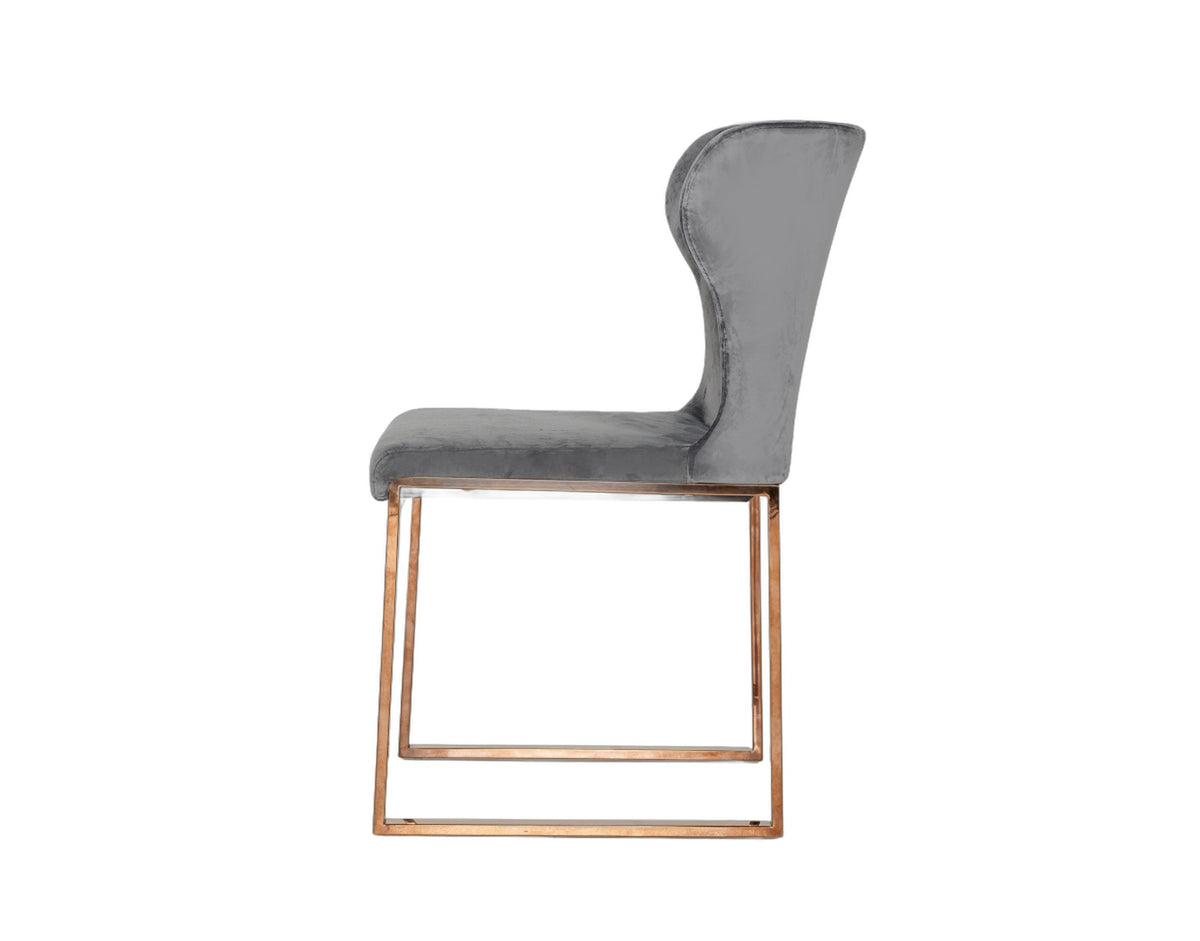 Chadwick Modern Grey Velvet & Rosegold Dining Chair