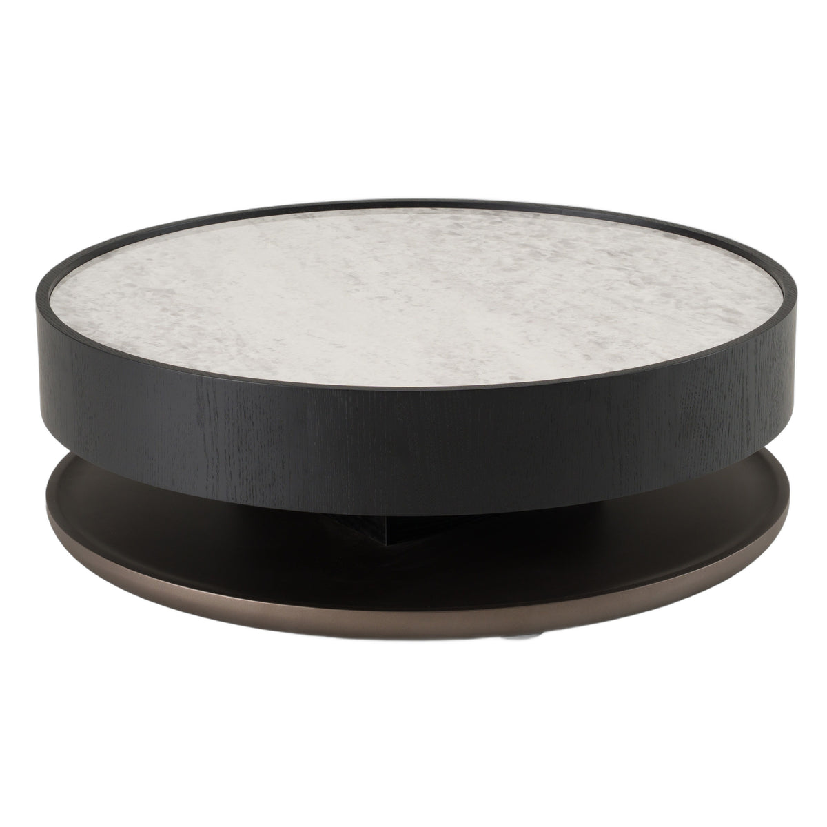 Miranda - Modern Ceramic + Black Oak Round Coffee Table