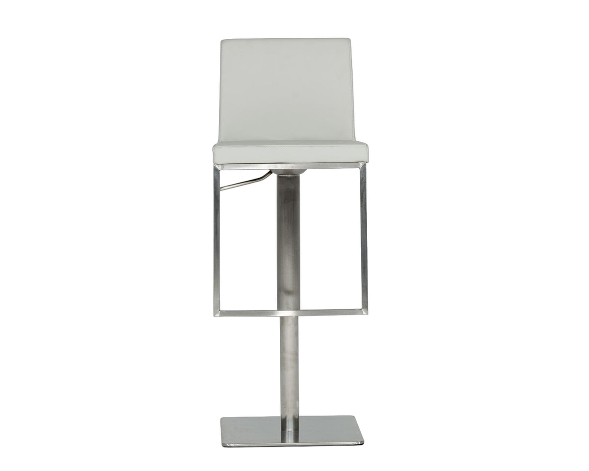 Folsum - Modern Light Grey & Brushed Stainless Steel Adjustable Bar Stool
