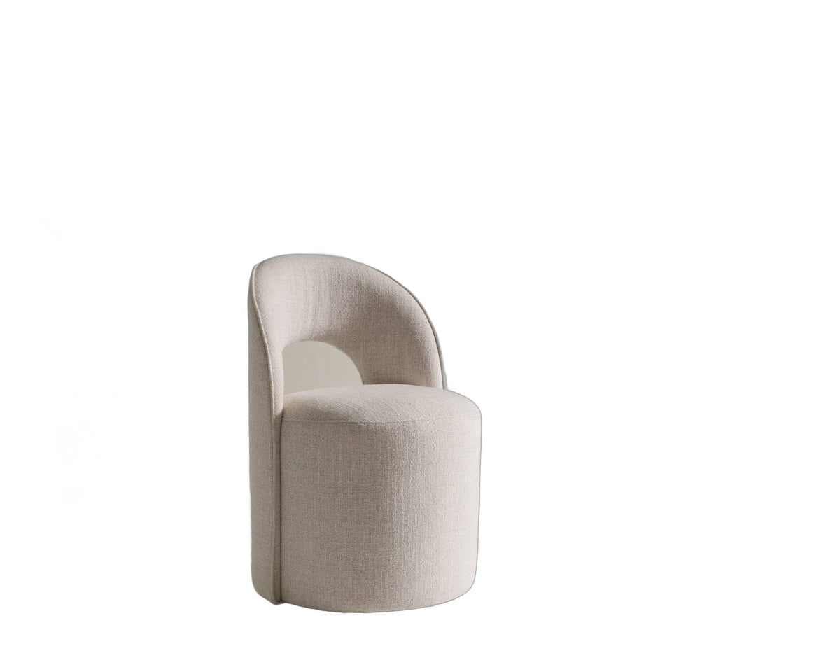 Gordon - Modern Cream Fabric Swivel Dining Chair