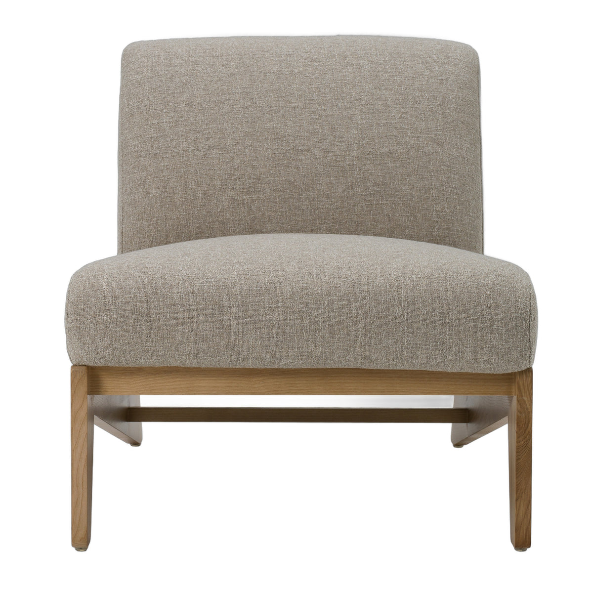Vance - Modern Sand Fabric + Wood Accent Chair