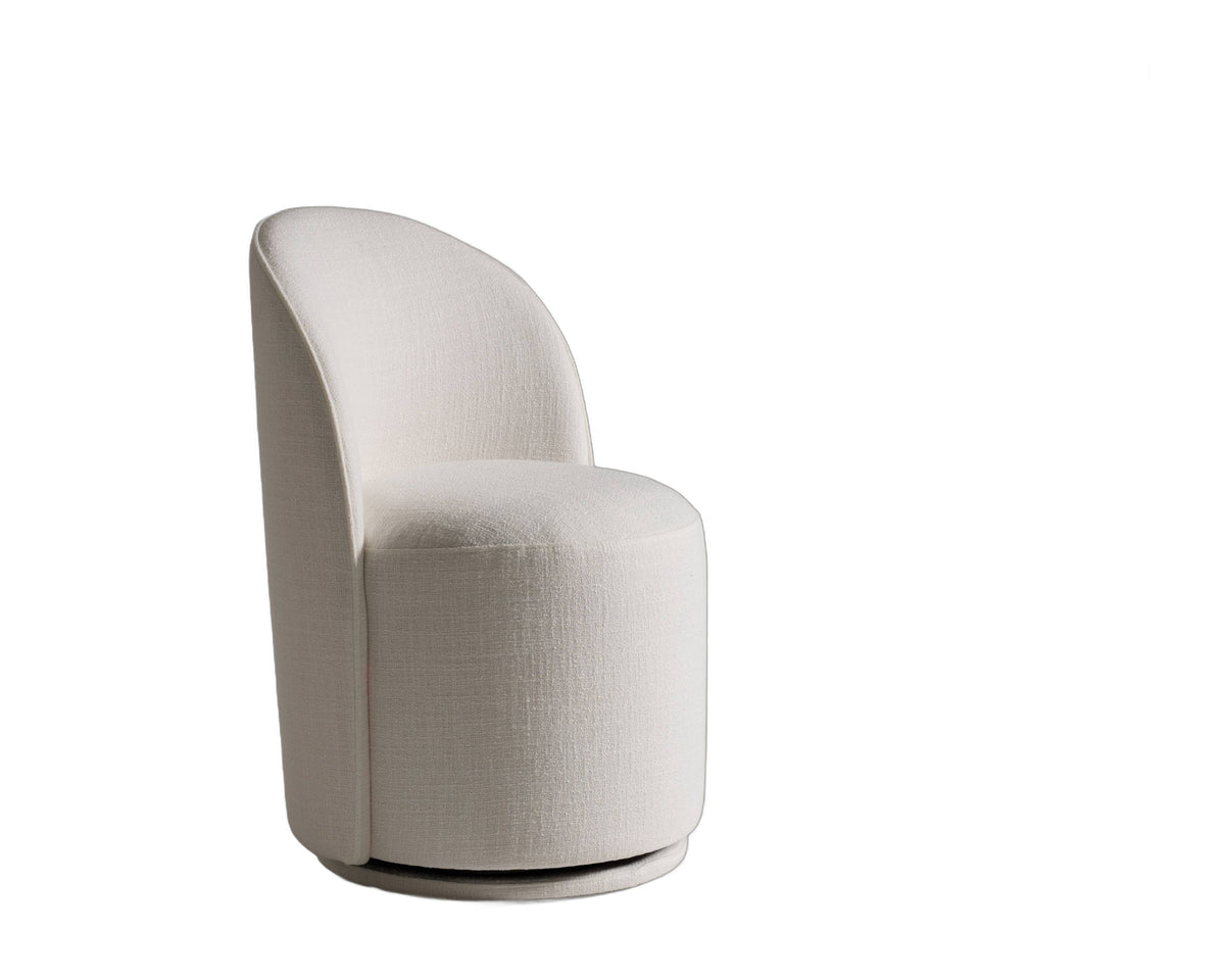 Correa - Modern White Fabric Swivel Dining Chair