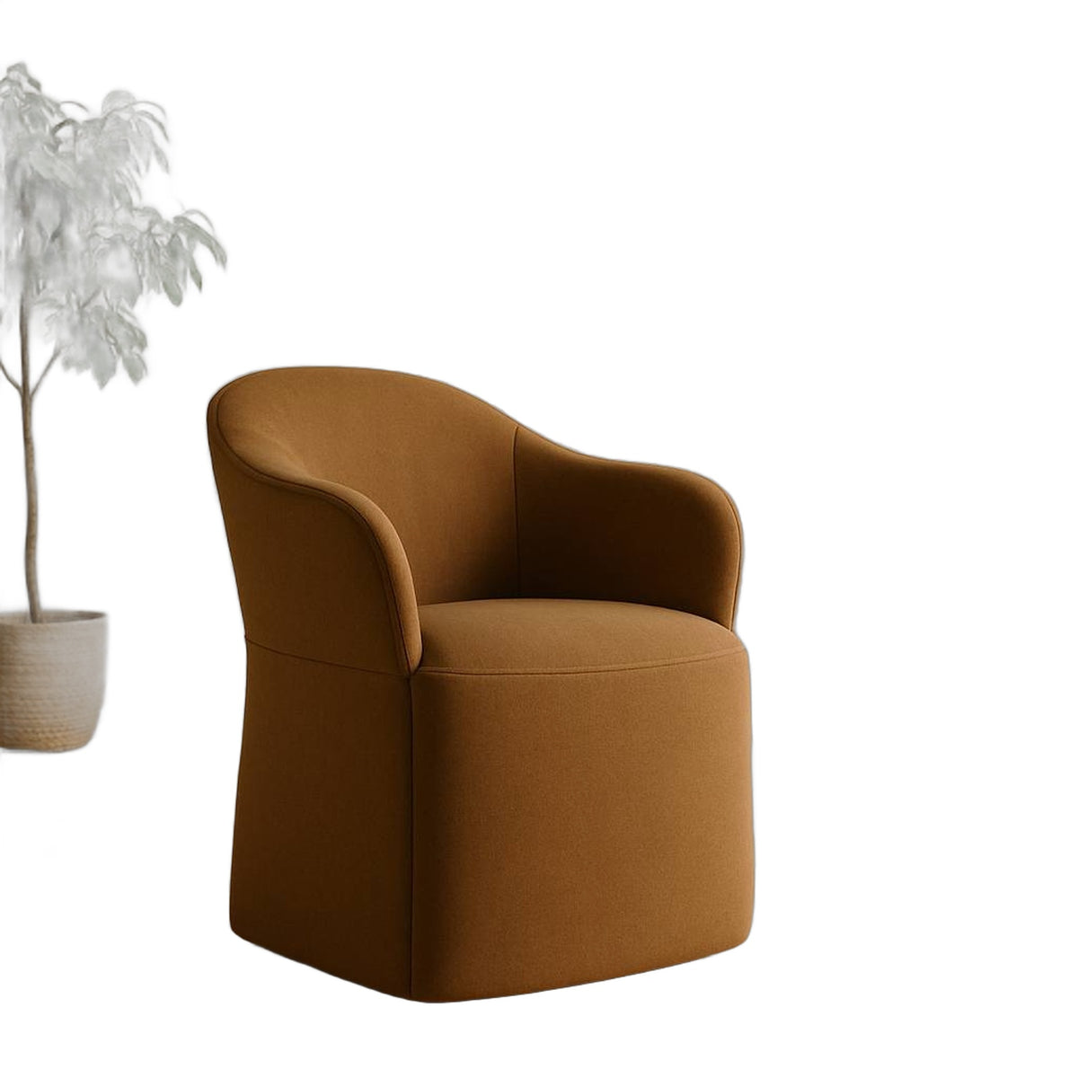Timothy - Modern Brown Fabric Dining Chair w/ Castor Wheels