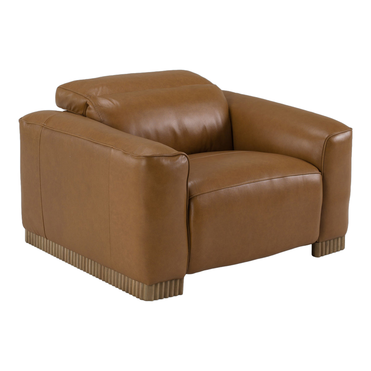 Aris - Modern Brown Leather Chair w/ Power Recliner & Headrest