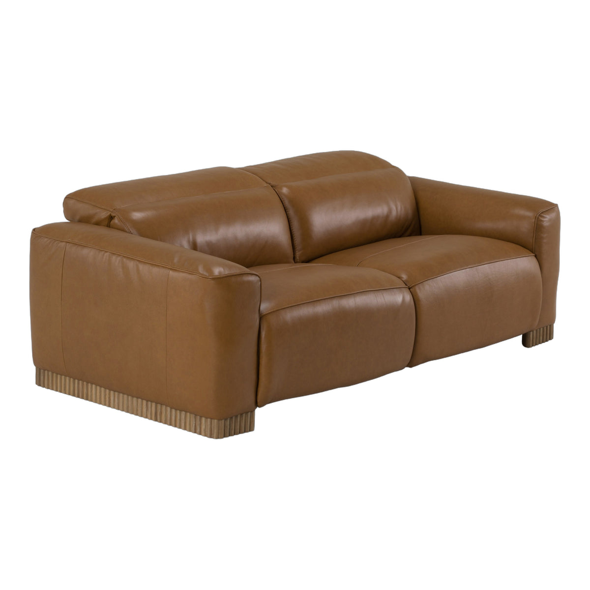 Aris - Modern Brown Leather Sofa w/ 2 Power Recliners & Headrests
