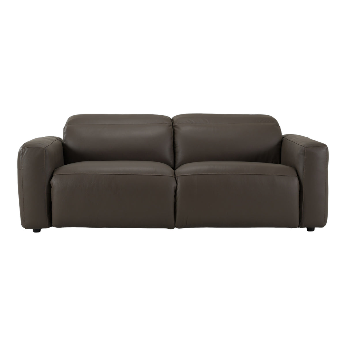 Jessop - Modern Dark Grey Leather Sofa 2 Recliners