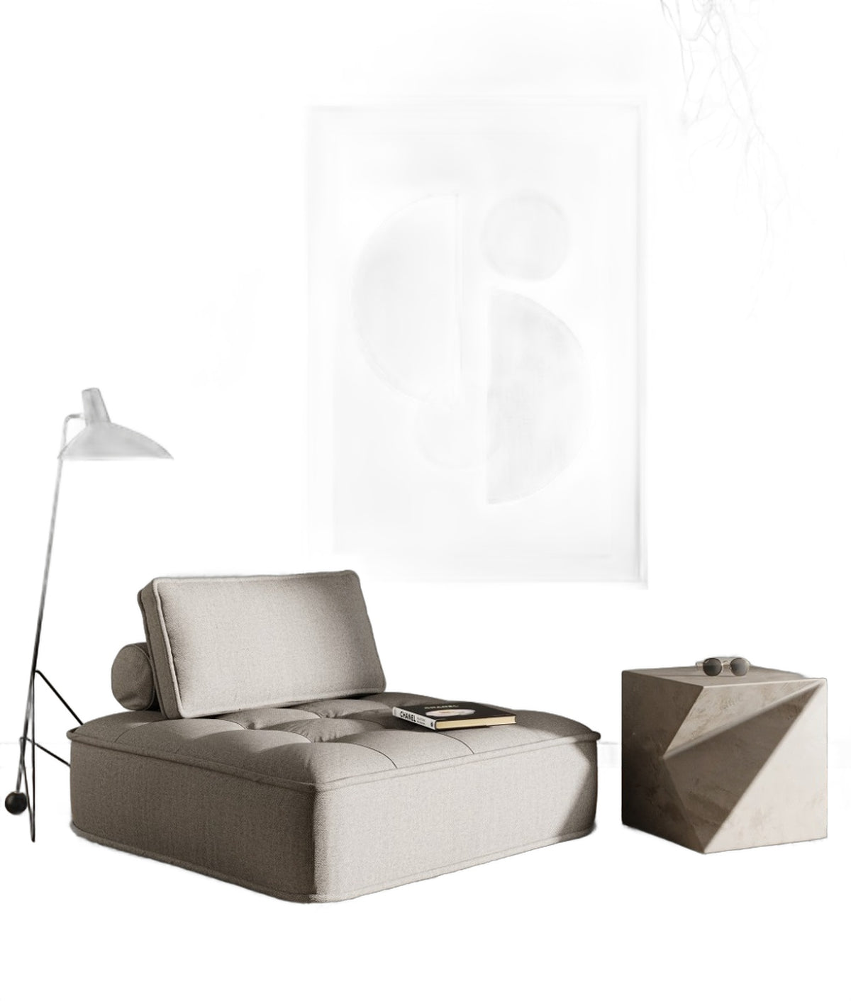 Nolden - Modern Modular Grey Fabric Armless Seat
