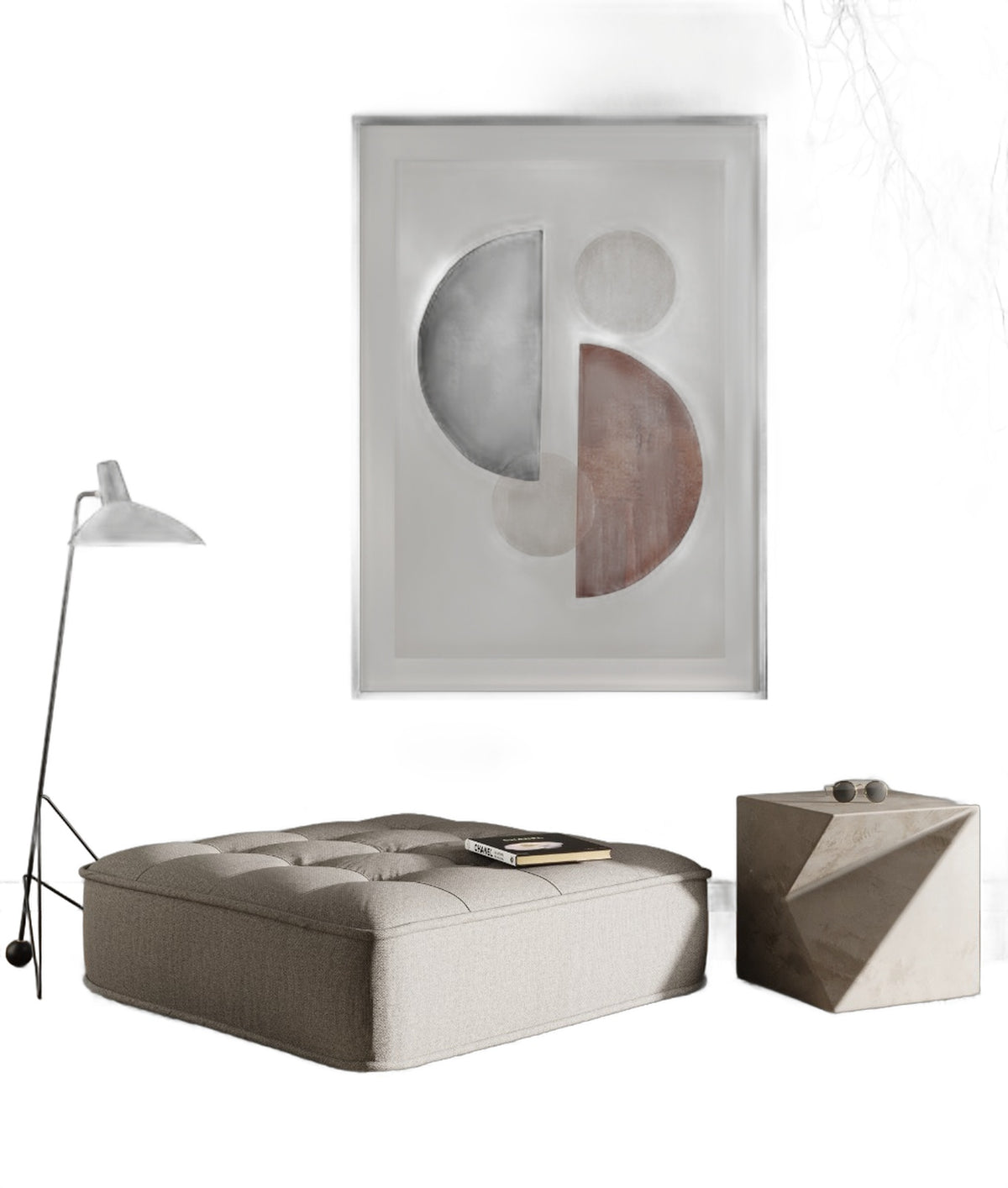 Nolden - Modern Modular Grey Fabric Ottoman