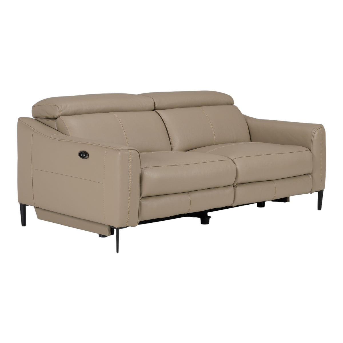 Eden - Modern Taupe Leather Loveseat with 2 Recliners