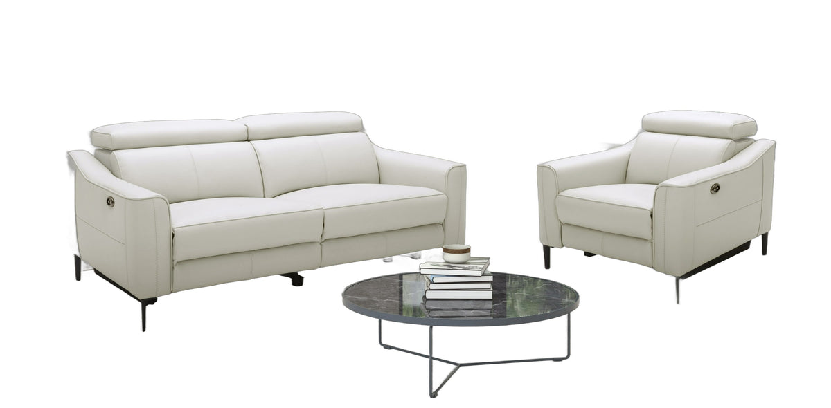 Eden - Modern White Leather Sofa With 2 Recliners