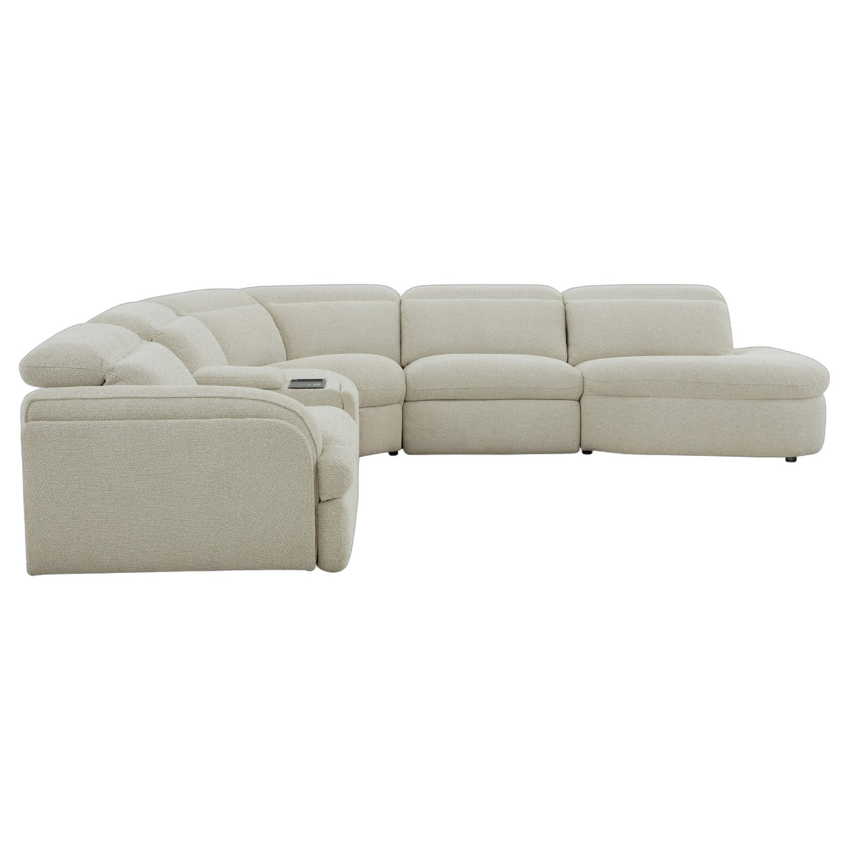 Ambler - Modern Off-White Fabric Sectional Sofa w/ 2 Power Recliners Right Facing Chaise