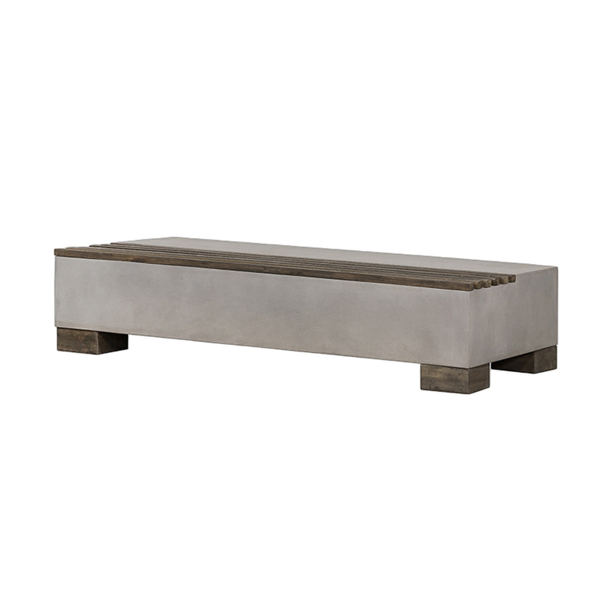 Delaware Modern Concrete & Acacia Rectangular Coffee Table