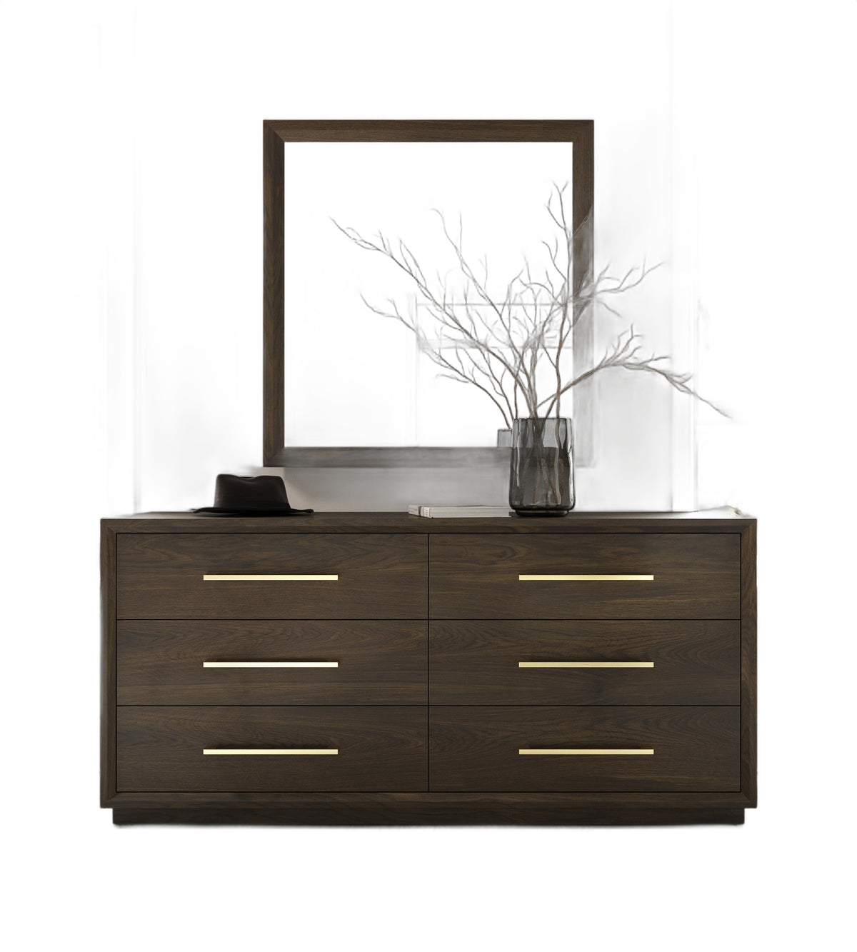 Manhattan - Contemporary Brown Oak and Gold Dresser