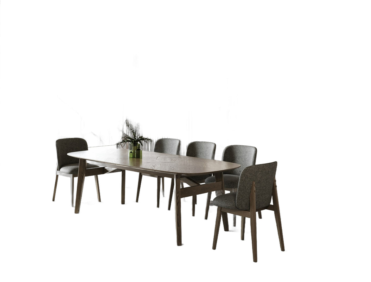 Costello - Mid-Century Modern Grey Fabric + Wenge Dining Chair (Set of 2)