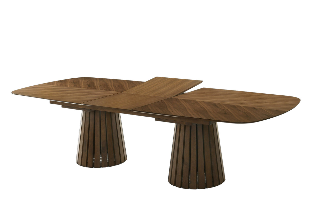 Truman - Mid-Century Modern Walnut Extendable Dining Table + 8 Chairs Set