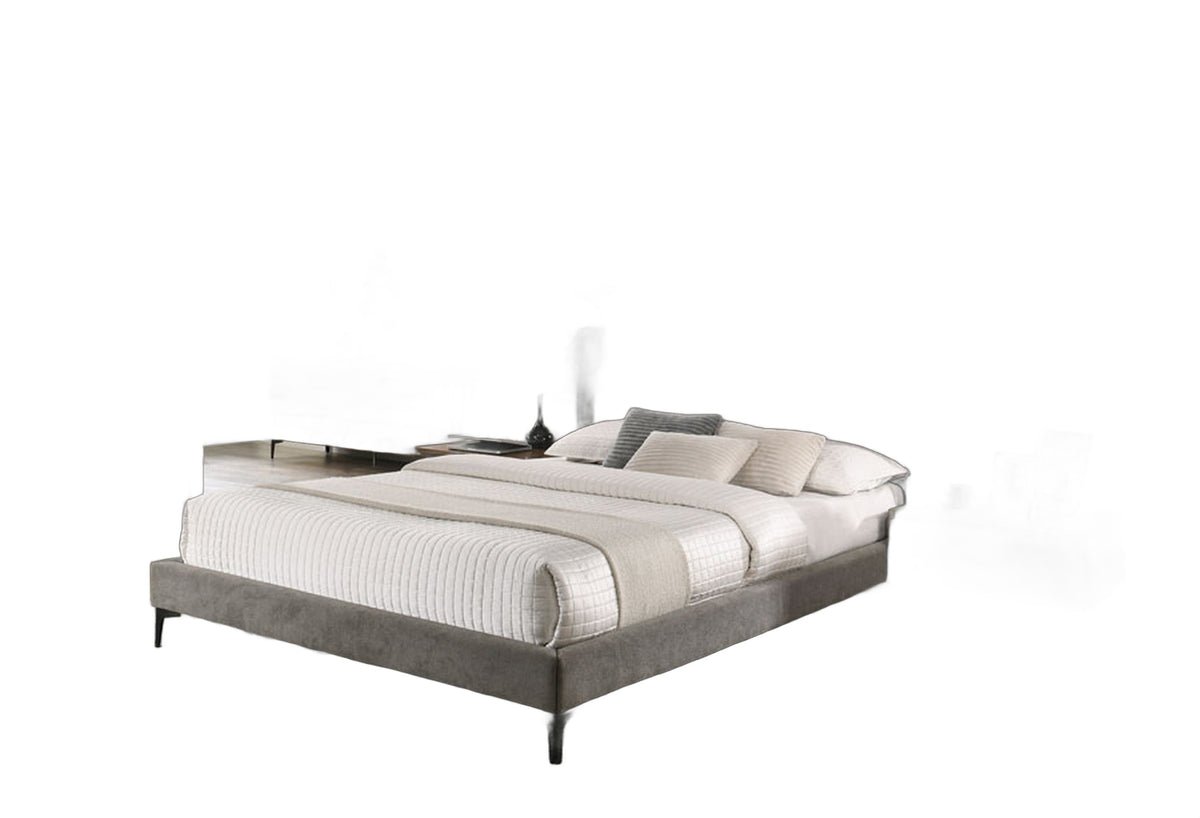 Paula - Eastern King Mid-Century Grey Upholstered Bed