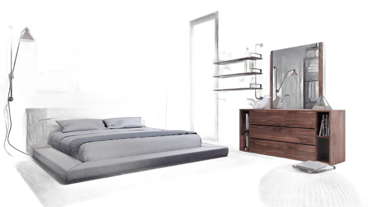 Jagger Modern Walnut Dresser & Mirror Set