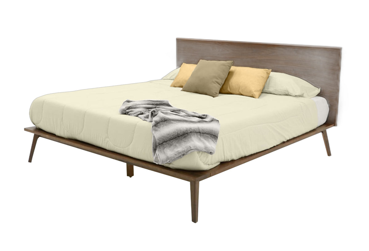 Carmen + Marshall Mid-Century Modern Walnut Bed + Nightstands Set