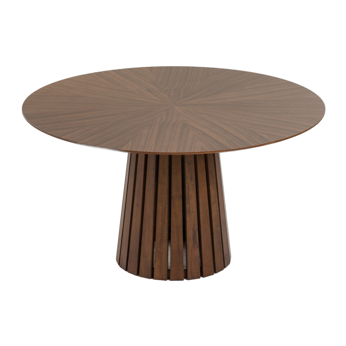 Weiss - Mid-Century Modern Walnut Round Dining Table + 6 Chair Set