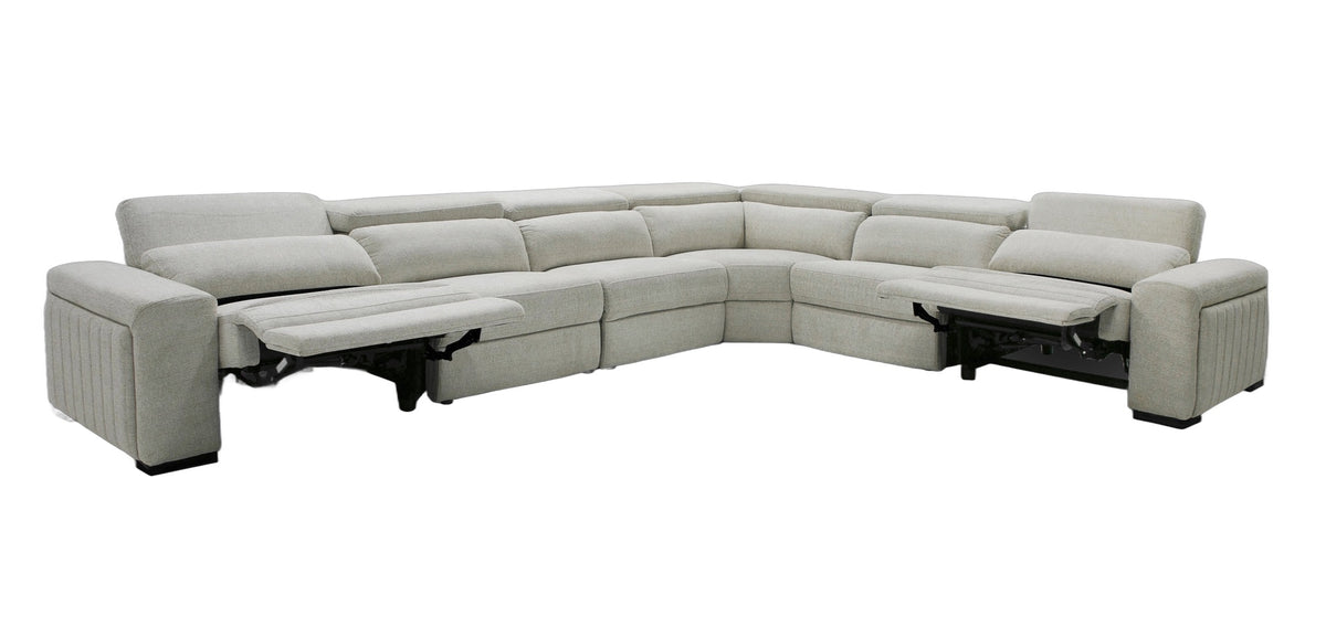 Gering - Modern Beige Fabric Sectional Sofa With 2 Power Recliners